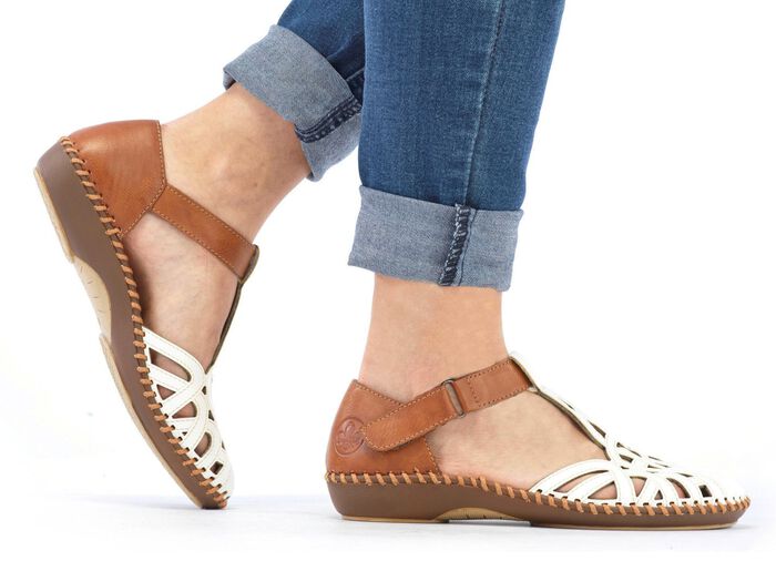 Rieker Sandale mit Klettverschluss CREME-COGNAC